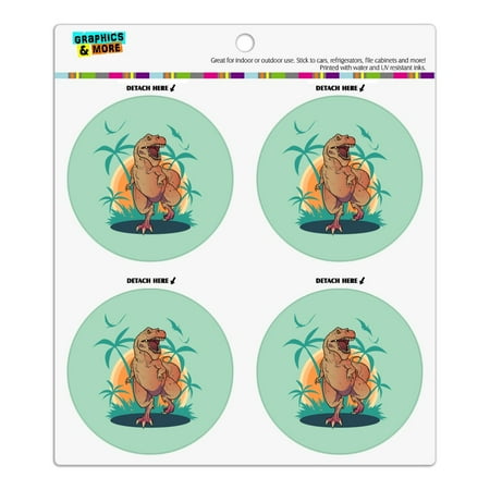 

Dinosaur Tyrannosaurus Rex Running Refrigerator Fridge Locker Vinyl Circle Magnet Set