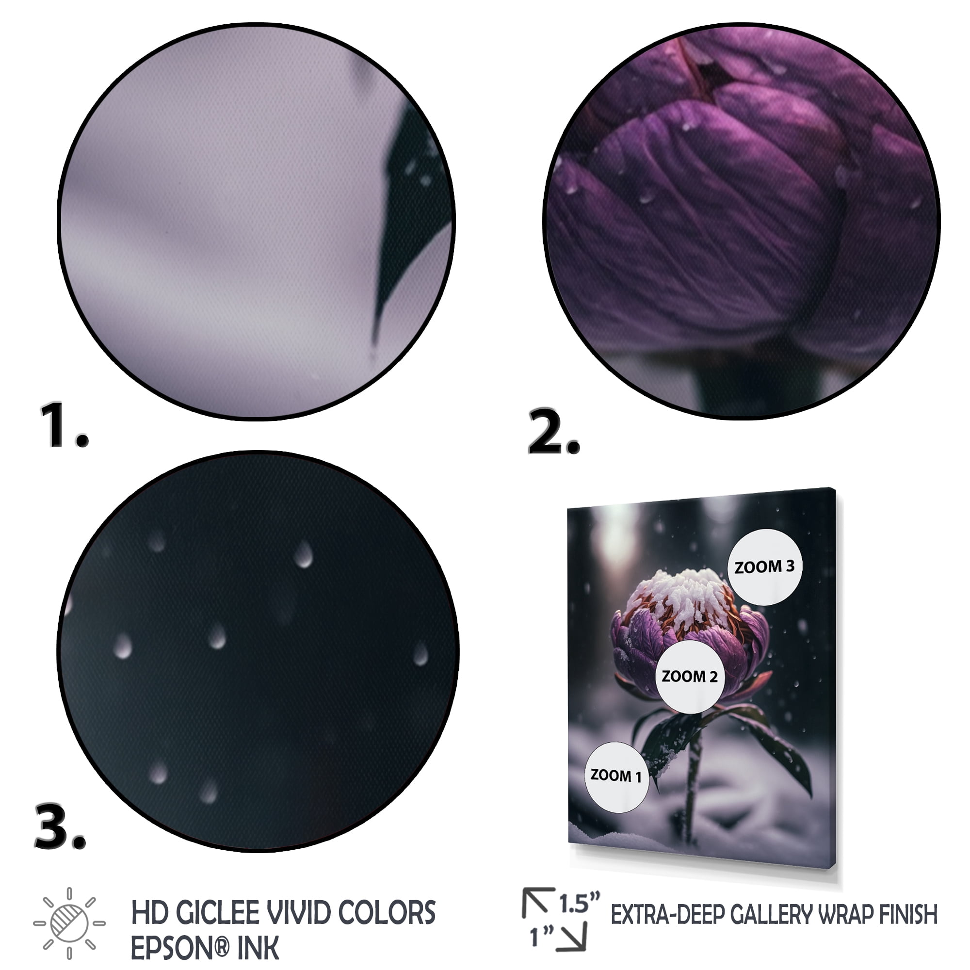 Designart A Blooming Puple Peony Flower In Winter I Canvas Wall Art