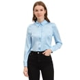 thumbnail image 1 of INSPIRE CHIC Camisa Casual De Negocios De Oficina De Satén De Manga Larga Con Botones Y Cuello En Punta Para Mujer Azul claro S, 1 of 6