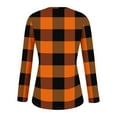 thumbnail image 4 of Stichou Women's Fall Shirts Henley Plaid Slim Fit Long Sleeve Comfy Tunic Tops Loose Fit Button T Shirts Trendy Outfits Orange 2XL, 4 of 5