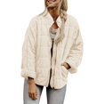 thumbnail image 3 of Chaqueta de manga larga a cuadros para mujer, cárdigan holgado con cremallera, informal, color verde liso, invierno, 2024, 3 of 5