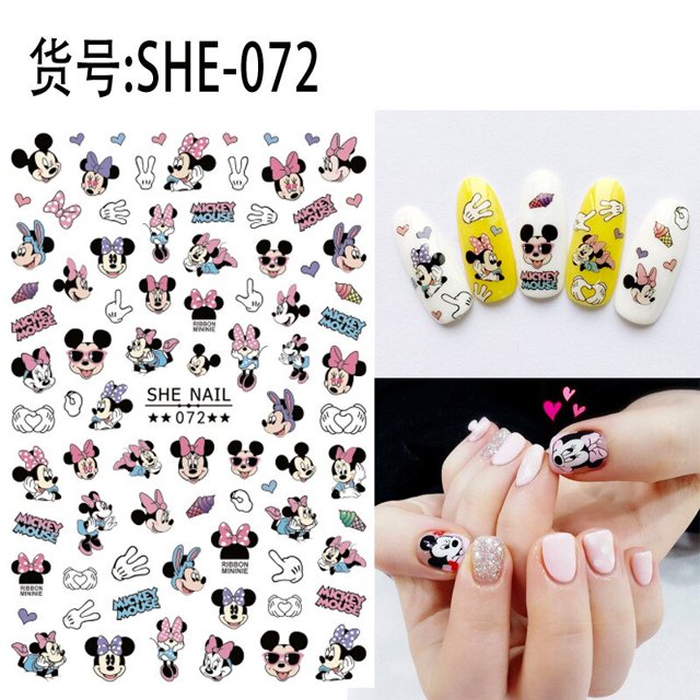 Negro Mickey Mouse Tigger Stitch pegatinas de uñas de dibujos animados calcomanías de arte de uñas Disney princesa Donald pato 3D pegatinas prensa en las uñas Dengxun unisex