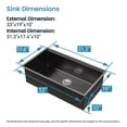 thumbnail image 2 of Acpouw Kitchen Sink 33"x19" Multifunctional undermount Flying Rain Waterfall S304 Stainless Steel Handmade Modern Single Bowl Kitchen Sink Black, 2 of 6