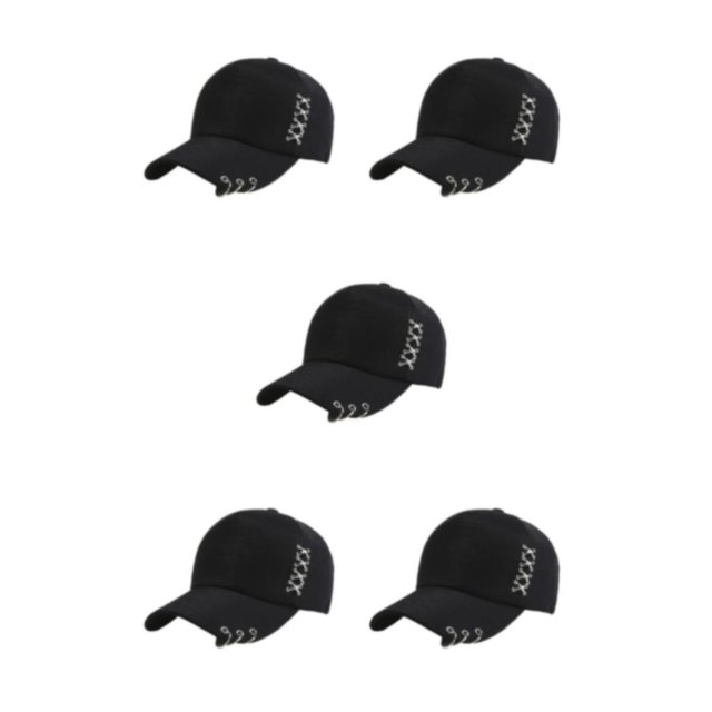 maskred Cool And Dry With Quick-drying Cap For Outdoor Activities Ring Baseball Cap Cap With Rings Hat Park Cotton Breathable Black 5Set