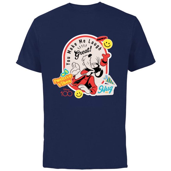 Disney 100 Goofy You Make Me Laugh Happy Faces Stickers D100 - Short Sleeve Cotton T-Shirt for Adults - Customized-Navy