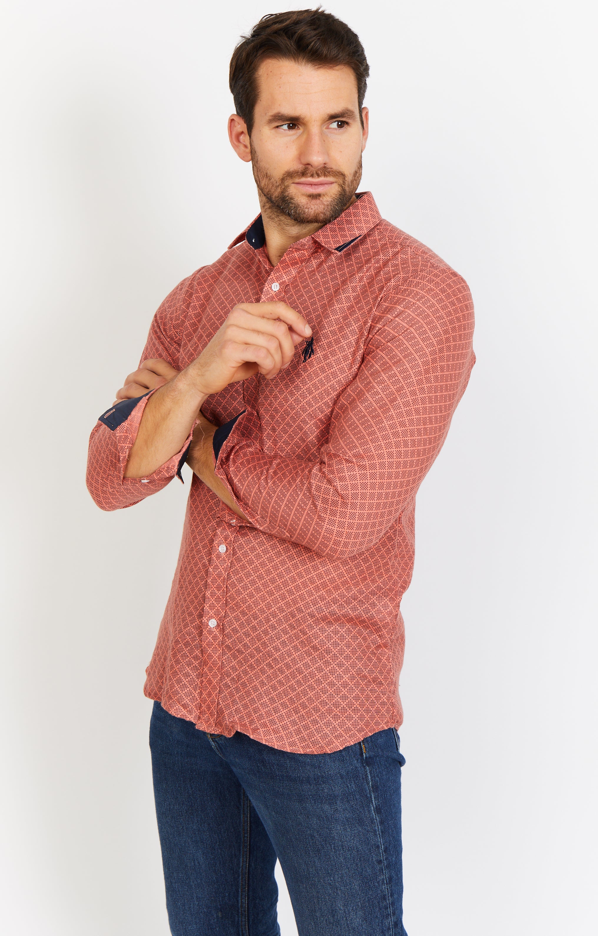 Siena Pastel Orange Long Sleeve Button 