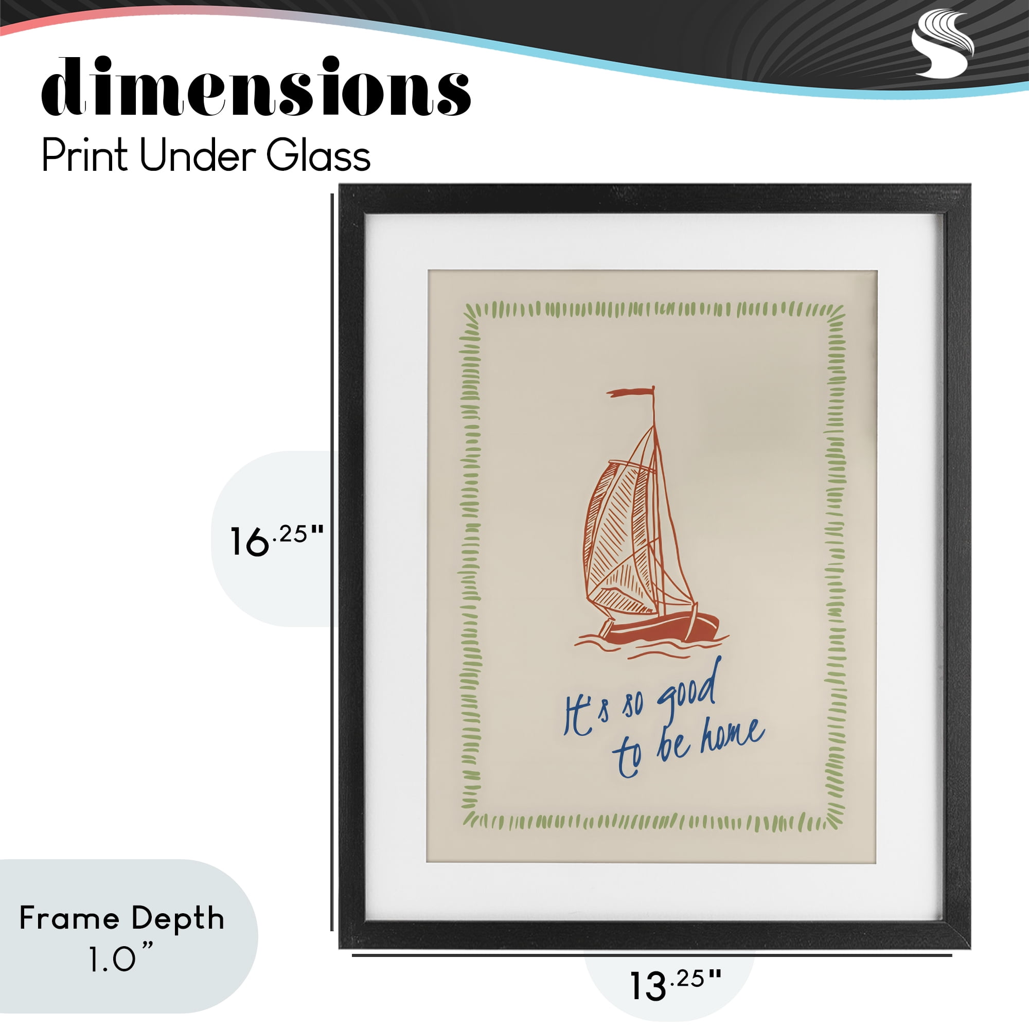 Stupell Industries Good To Be Home Sailboat Black Framed Print Under Glass, design by The Prints Vibe