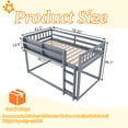 thumbnail image 2 of Mirightone Low Bunk Bed Twin Over Twin, Wood Bunk Beds with Bookshelf & Ladder, Floor Bunk Bed with Full Guardrails, Grey, 2 of 8