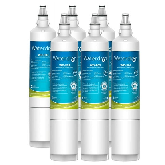 Waterdrop 5231JA2006A Replacement for LG® LT600P®, KENMORE 9990, 5231JA2006B, KENMORECLEAR 46-9990, WFC2001, LSC27931ST, LFX25960ST, FML-2, RWF1000A Refrigerator Water Filter, 6 Filters