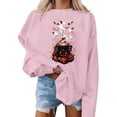thumbnail image 5 of Inverlee Women's Cauldron Pumpkin Ghost And Bat Graphic Crewneck Sweatshirt Spooky Season Womens Everyday Halloween Themed Sweatshirt Pink S-XXL, 5 of 5