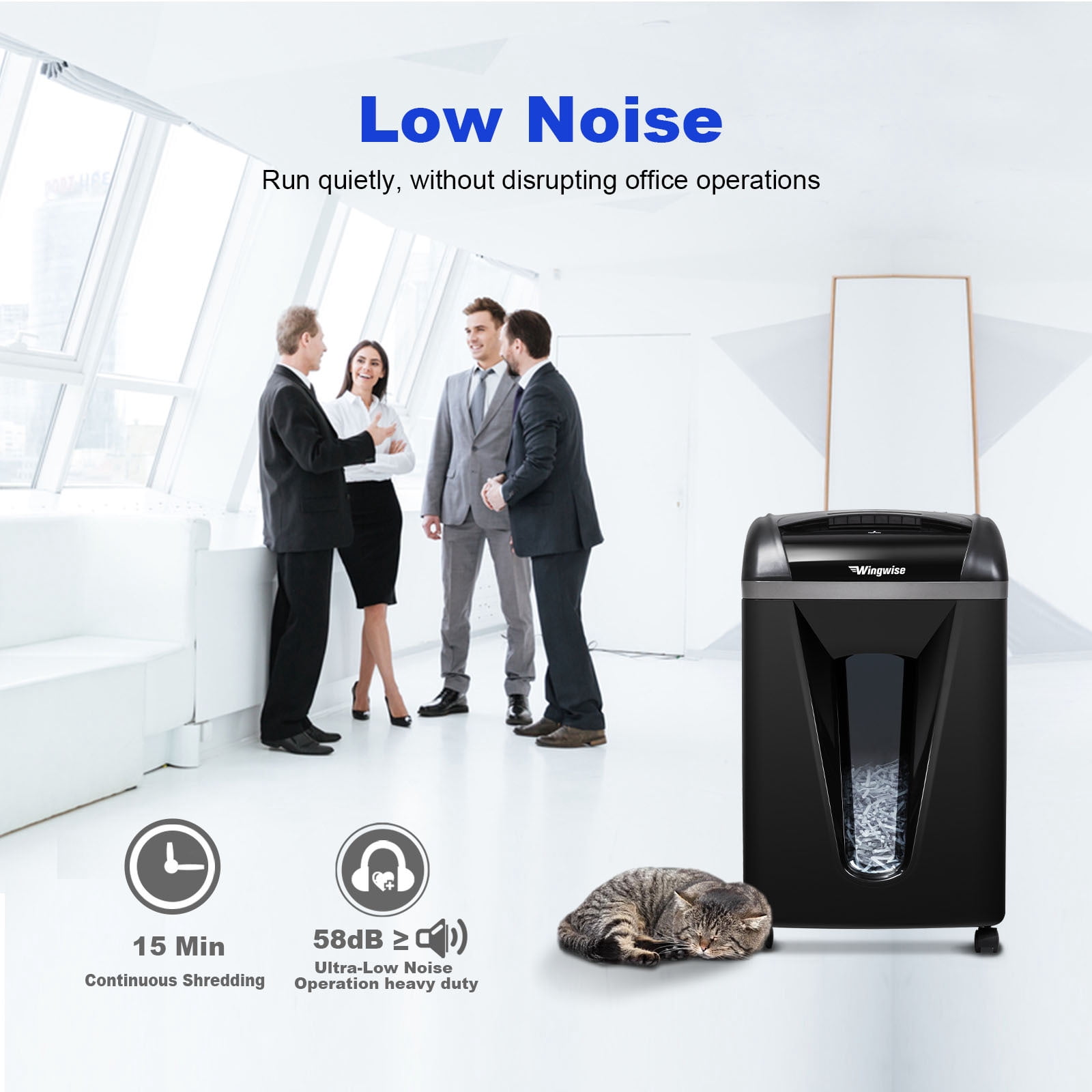 Wingwise Paper Shredder, 15 Sheets Cross Cut Shredder, 6.6 Gallon Bin, CD/Credit Card Shredder with Dual Modes, Home & Office Use