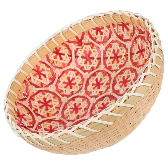Masteelf Woven Wicker Storage Basket Bamboo Bread Basket Round Rattan Serving Basket Farmhouse Decor For Kitchen Fruits Vegetable Potatoes
