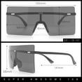 thumbnail image 5 of Oversize Rimless Shield Square Rectangle Large Sunglasses All Black, 5 of 8