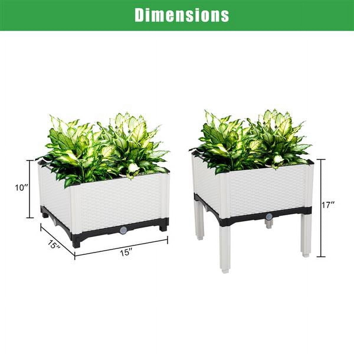 2Pcs Free Splicing Injection Planting Box Rattan Pattern Garden Bed, Sturdy & Lightweight, Easy Assembly for Gardens, Patios, Balconies, White