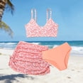thumbnail image 6 of hengsof Girls 3 Piece Swimsuit Set Fashion Print Bikini Halter Top Swim Skirt Swim Bottom Cute Summer Beach Bathing Suit for Kids Ages 6-14, 6 of 6