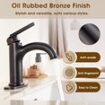 thumbnail image 3 of Wowkk Bathroom Faucet Oil Rubbed Bronze Bathroom Sink Faucets Single Handle Vanity Faucet Pop-Up Drain Included, Modern RV Faucet with Water Supply Line and Deck Mount 1 Hole or 3 Hole, 3 of 10
