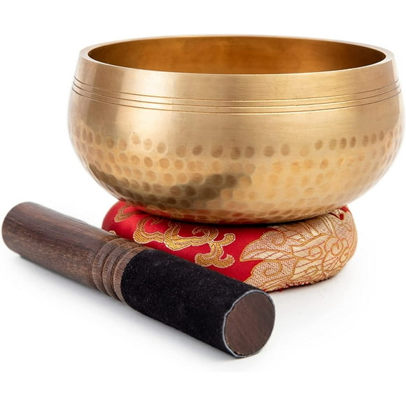 Tibetan Singing Bowl Set - Easy To Play for Beginners - Authentic Handcrafted Mindfulness Meditation Holistic Sound 7 Chakra Healing Gift by Himalayan Bazaar (6")