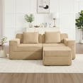 thumbnail image 3 of Modular L Shape Sectional Sofa With Ottoman, Cloud-Like 2-Seat Corduroy Couch for Living Room, Deep Seating with Removable Pillows, Camel, 3 of 9