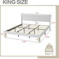 thumbnail image 3 of AGARTT Upholstered Platform King Size Bed Frame with Headboard Wooden Slats Support,White Linen, 3 of 6