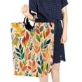 thumbnail image 4 of Yayeee Freestanding Laundry Hamper with Handle Collapsible Large Storage Basket for Clothes, Orange Leaves, 4 of 7