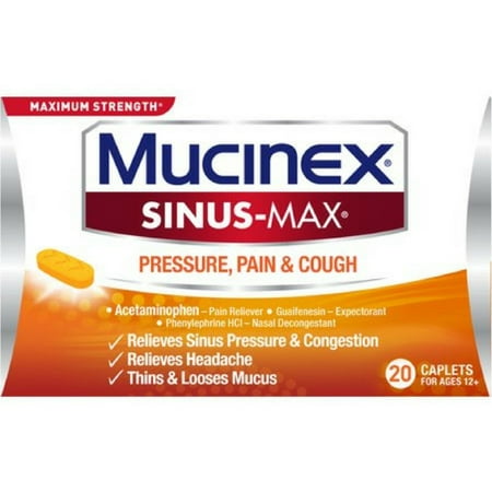2 Pack - Mucinex Sinus-Max Maximum Strength for Pressure, Pain & Cough 20