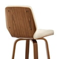 thumbnail image 4 of Renee 30" Swivel Cream Faux Leather and Walnut Wood Bar Stool, 4 of 10