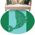 thumbnail image 2 of Turquoise Blue Whale 7ft Round Rug, Summer Beach Coastal Modern Art Non-Skid Rubber Backing Large Area Rugs - Living Room Bedroom Home Office, Indoor Floor Mat Carpets Washable Rug, 2 of 9