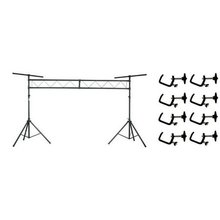Chauvet Stand - CHAUVET CH-31 Portable DJ Trussing T Bar Light Stand + (8) CLP-03 Light C-Clamps