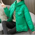 thumbnail image 5 of Spring Savings Clearance Lindreshi Winter Coats for Women Clearance Women Short Hooded Zippers Loose Long Sleeve Bomber Warm Blouse Coat Jackets, 5 of 6