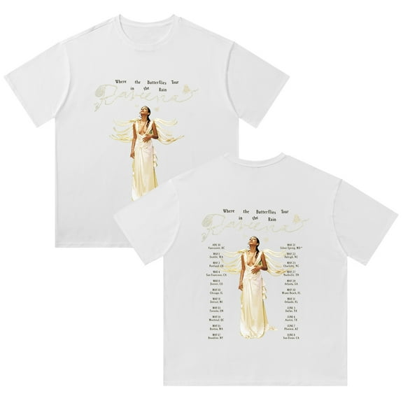 Raveena Aurora Tour 2025 T-Shirt Cotton Vintage Wash Tee For Women/Men Short Sleeve Tshirt Streetwear