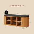 thumbnail image 2 of 2-Tier Storage Bench,Wide Shoe Bench with Thickened Padded Seat Cushion, Mid Century Modern Fluted Sliding Door and Adjustable Shelf, for Entryway, Living Room, Bedroom (Yellow Walnut, 43.3“), 2 of 7