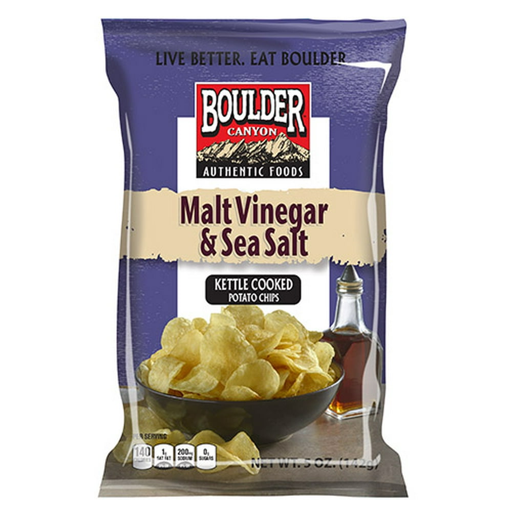 Boulder Canyon Kettle Cooked Malt Vinegar & Sea Salt Potato Chips, 2 Oz