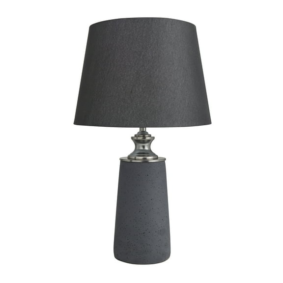 DecMode 14"W, 24"H Cement Modern Table Lamp, Black, 1-Piece