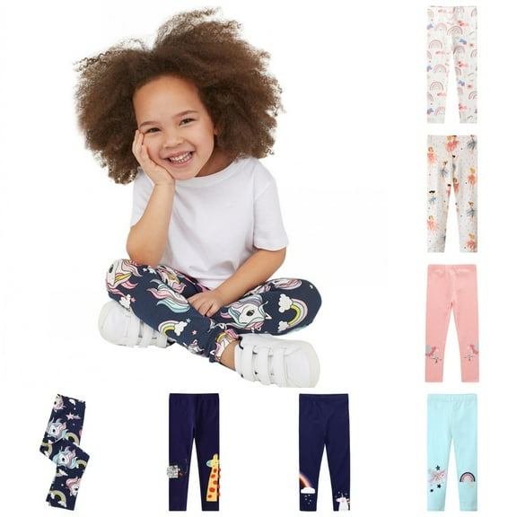 SILVERCELL 2-7Y Toddler Girls Casual Cartoon Leggings Cotton Stretch Tights Skinny Pants
