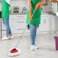 thumbnail image 5 of Spin Mop Head, Base, Handle Replacement for EasyWring Microfiber Spin Mop - 2 Microfiber Mop Refills - 1 Triangle Mop Head Cover and 30-58in Mop Handle Set Combo for 1 Tank System (White), 5 of 11