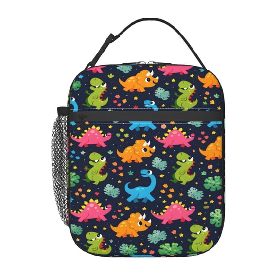 Cartoon Dinosaurs Lunch Bag Reusable Thermal Lunch Tote with Handle for Women and Men