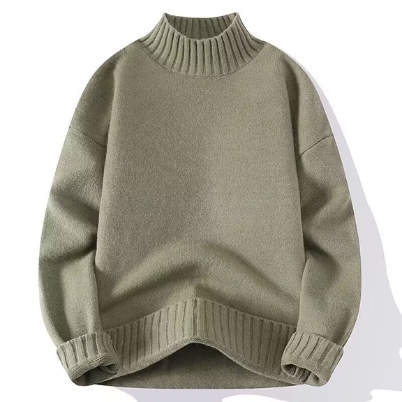 BXINGOHAI Men's Turtleneck Sweater Slim Fit Turtle Neck Sweater for Men Long Sleeve Pullover Sweater Thermal Sweater Green,S