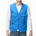 thumbnail image 2 of Wyobmus Mens Fishing Vest Summer Outdoor Work Vest Utility Pockets Lightweight Sleeveless Jackets for Hiking Photo Logging L-4X Blue, 2 of 7
