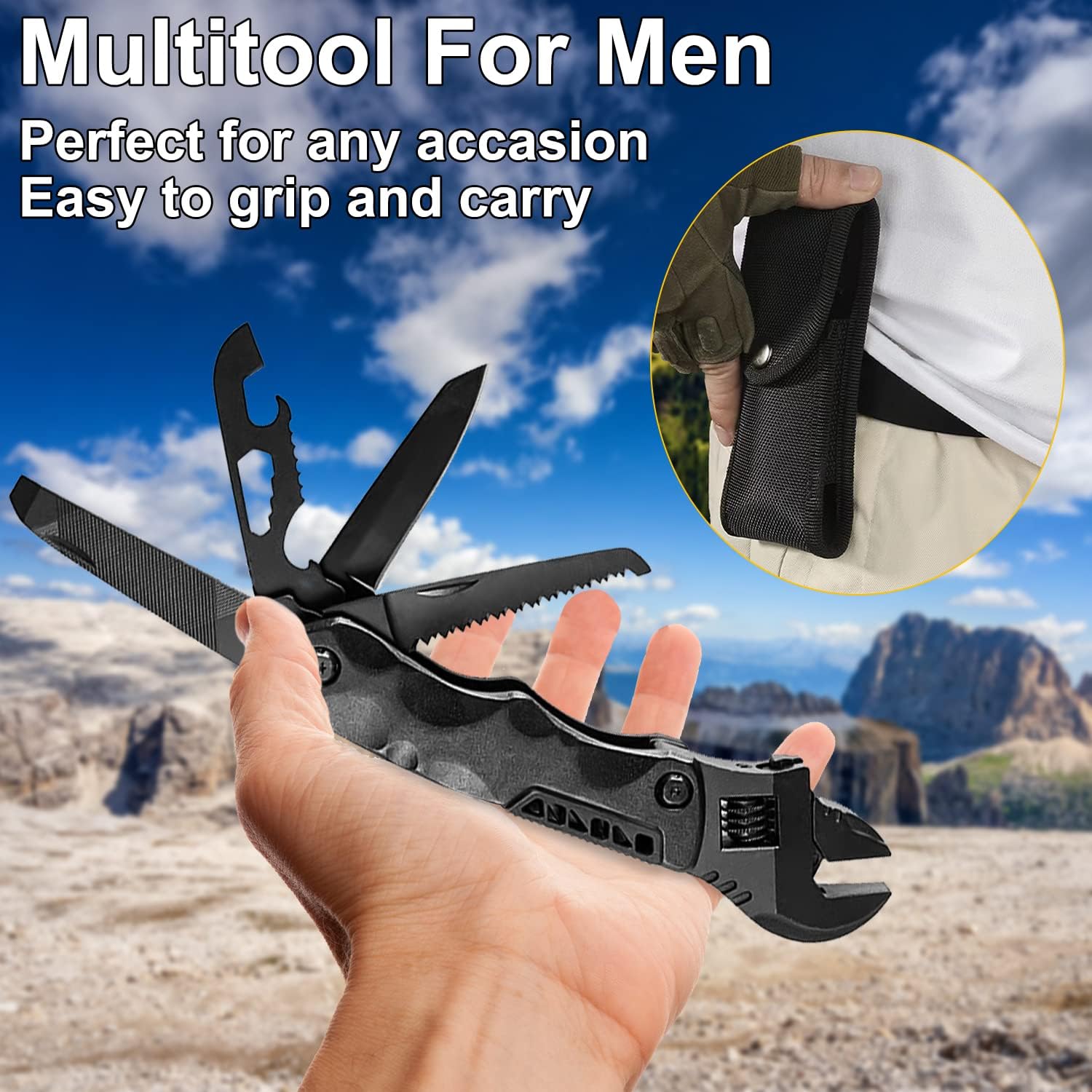 Multitool Wrench Adjustable Wrench with Flathead Phillips Screwdriver Nail File Bottle Can Opener And Screwdriver reservoir Multifunctional Purpose Stainless Steel Tool