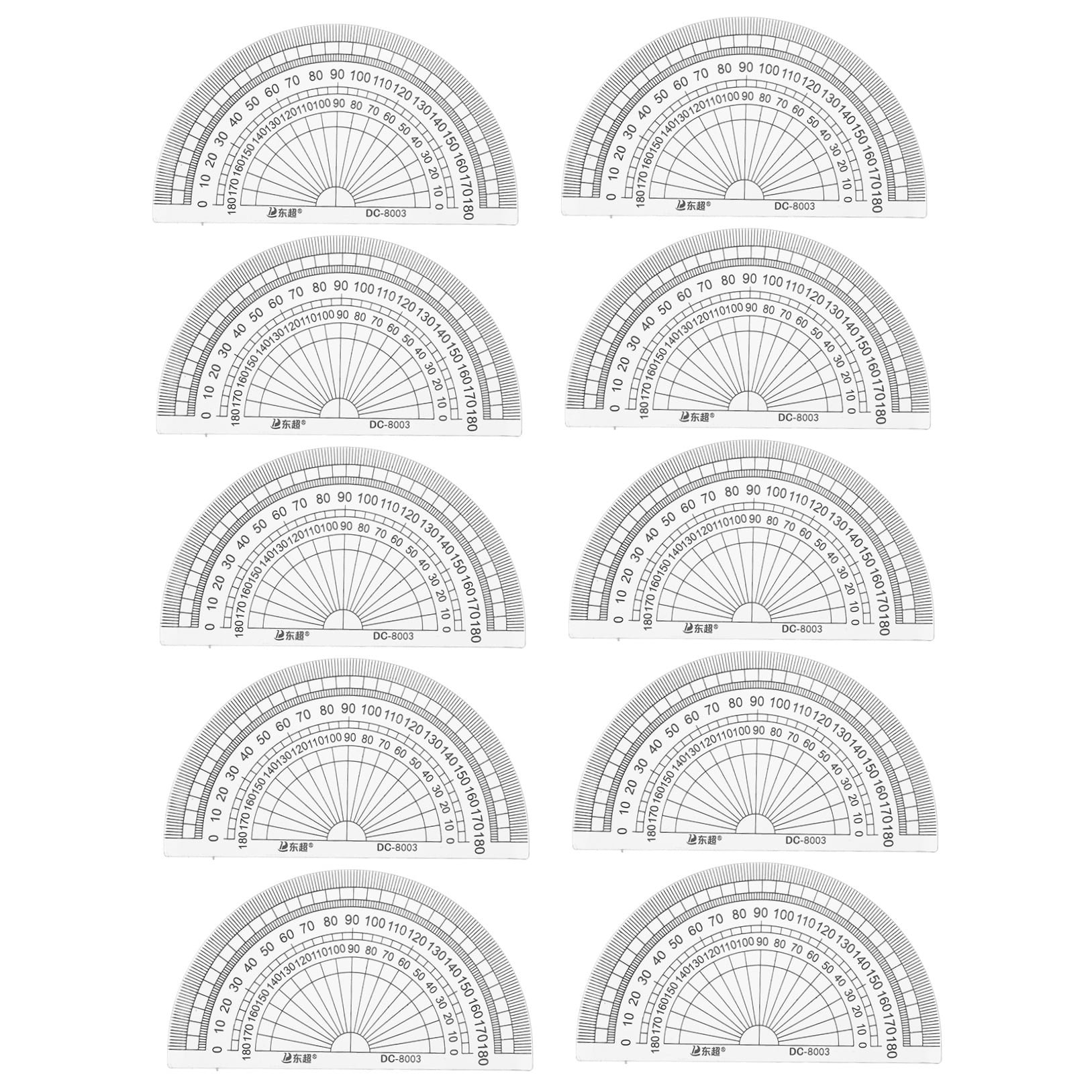 WRISTBIQUE Transparent Math Problems Technical Drawing Rulers 180 Degrees Protractors for Students