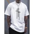 thumbnail image 1 of Graphic - Camiseta para hombre, color negro, pequeñaCross Print Men's , Casual Style, Short Sleeve, Summer T-Shirt, Round Neck, Soft Cotton Material Top Tee For Adult, Men, Women, Teen, Teenager, Ad, 1 of 6
