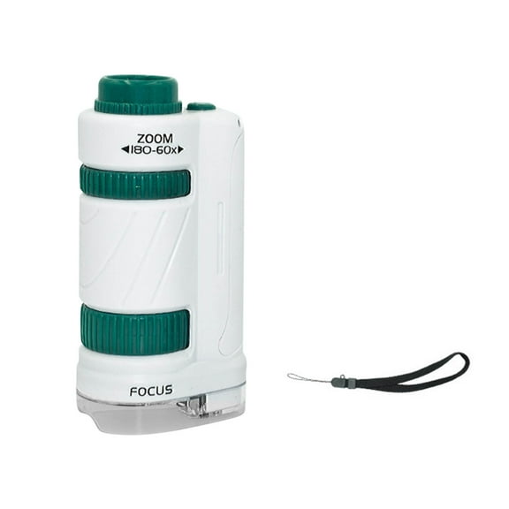 A Green And White Portable Handheld Led Light Microscope For Children Mini Science Exploration Tool Educational Kids Hobby Instrument