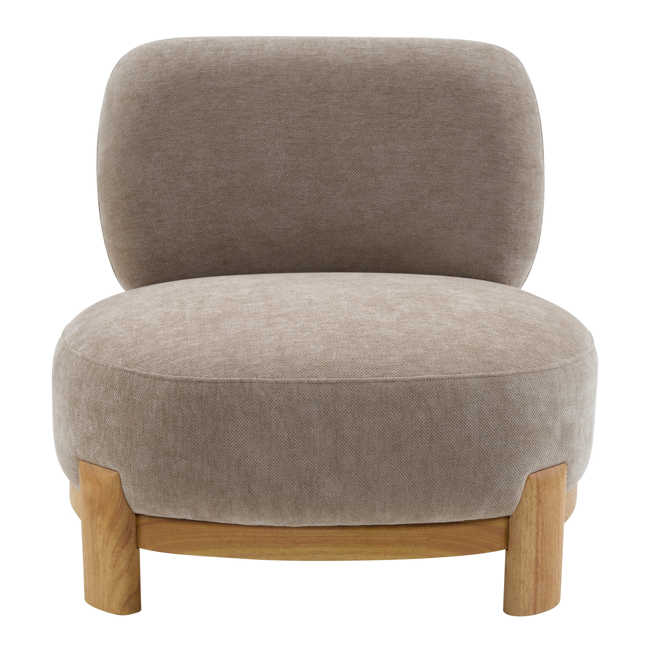 Christopher Knight Home Modern Upholstered Armless Accent Chair with Wood Legs, Wide Seat, Light Brown