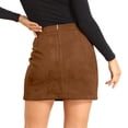 thumbnail image 5 of Womens High Waist Suede Fall Skirts Side Split Bodycon Short Zipper A Line Corduroy Mini Skirt - Women Fall Winter Plain Faux Suede Skirt - Casual Skirts Trendy Womens Skirts 2026 Brown M, 5 of 6