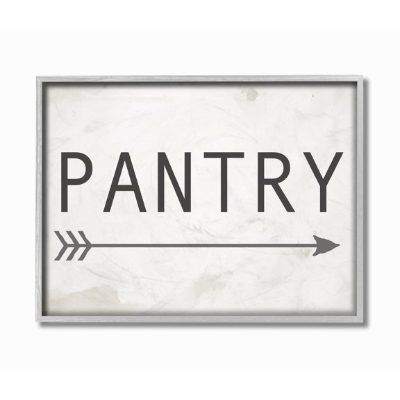 The Stupell Home Decor Pantry Sign with Arrow Gray Framed Texturized Art