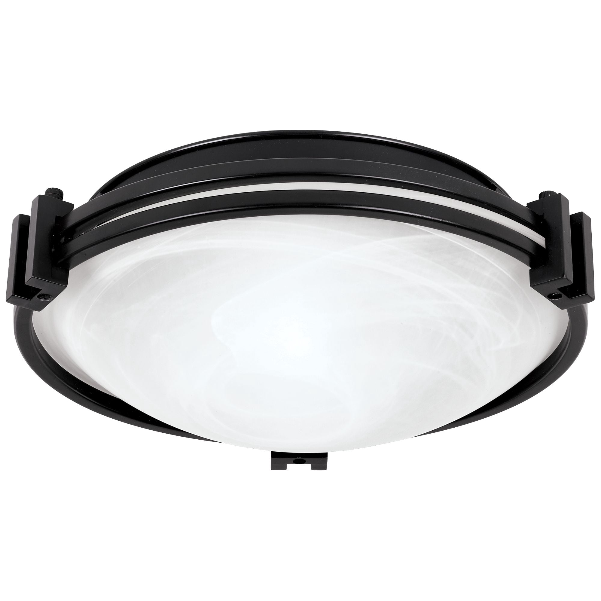 Possini Euro Design Deco Modern Ceiling Light Flush Mount Fixture 12 3/4" Wide Oil Rubbed Bronze 2-Light Marbleized Glass for Bedroom Kitchen Hallway