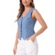 thumbnail image 4 of Chaleco sin mangas de botón y cuello en V para mujer Inspire Chic, color azul claro, talla S, 4 of 6