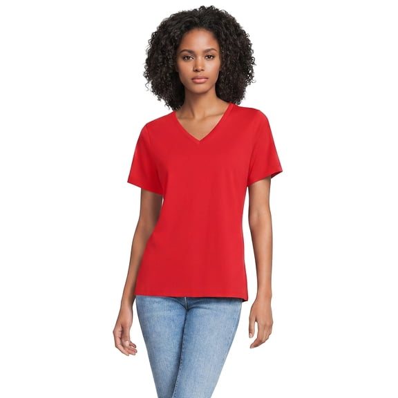Lands' End Women's Relaxed American-Grown Supima Cotton V-Neck T-Shirt