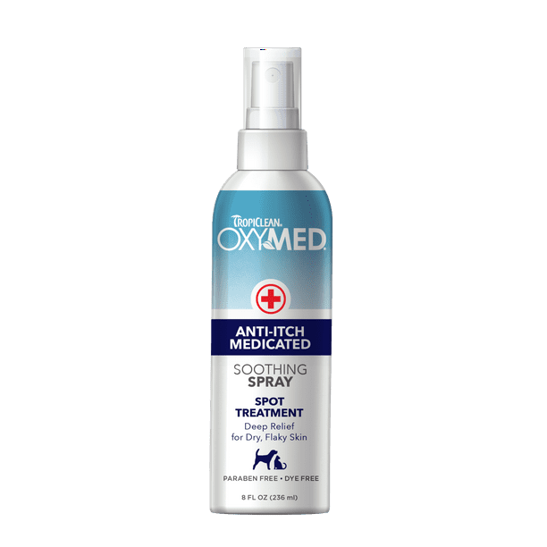 TropiClean OxyMed Medicated Anti itch Spray for Pets, 8oz A Stops