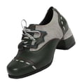 thumbnail image 1 of Chaussures à Talons Bas pour Femmes Style Moto Lacets Bout Rond Toile Talons Hauts 1 Pce, 1 of 8
